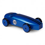 Wood Car Model, Blue - Modellauto aus Holz, blau, 50x27x14 cm
