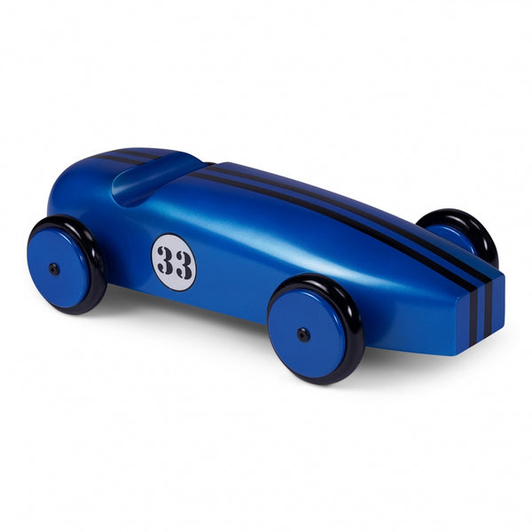 Wood Car Model, Blue - Modellauto aus Holz, blau, 50x27x14 cm